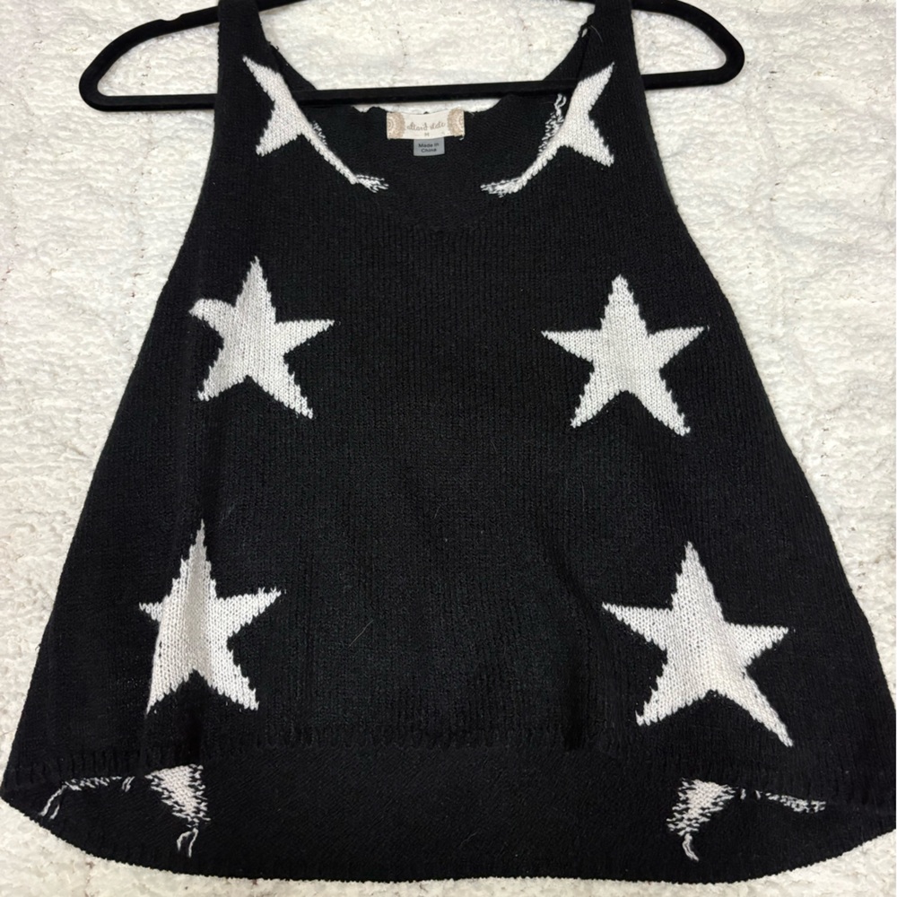 Altar'd State Black and White Knit Star Top